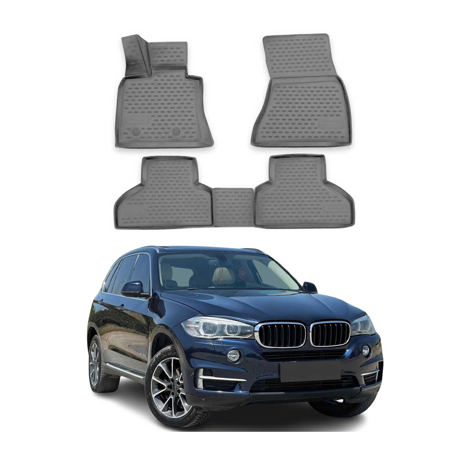 OMAC Alfombrillas De Coche para BMW X5 F15 F85 2013-2018 Gris Goma TPE 4Pza