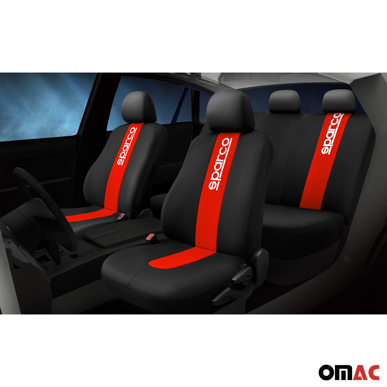 Sparco Funda de Asiento Universal Negro Rojo Delantero Trasero