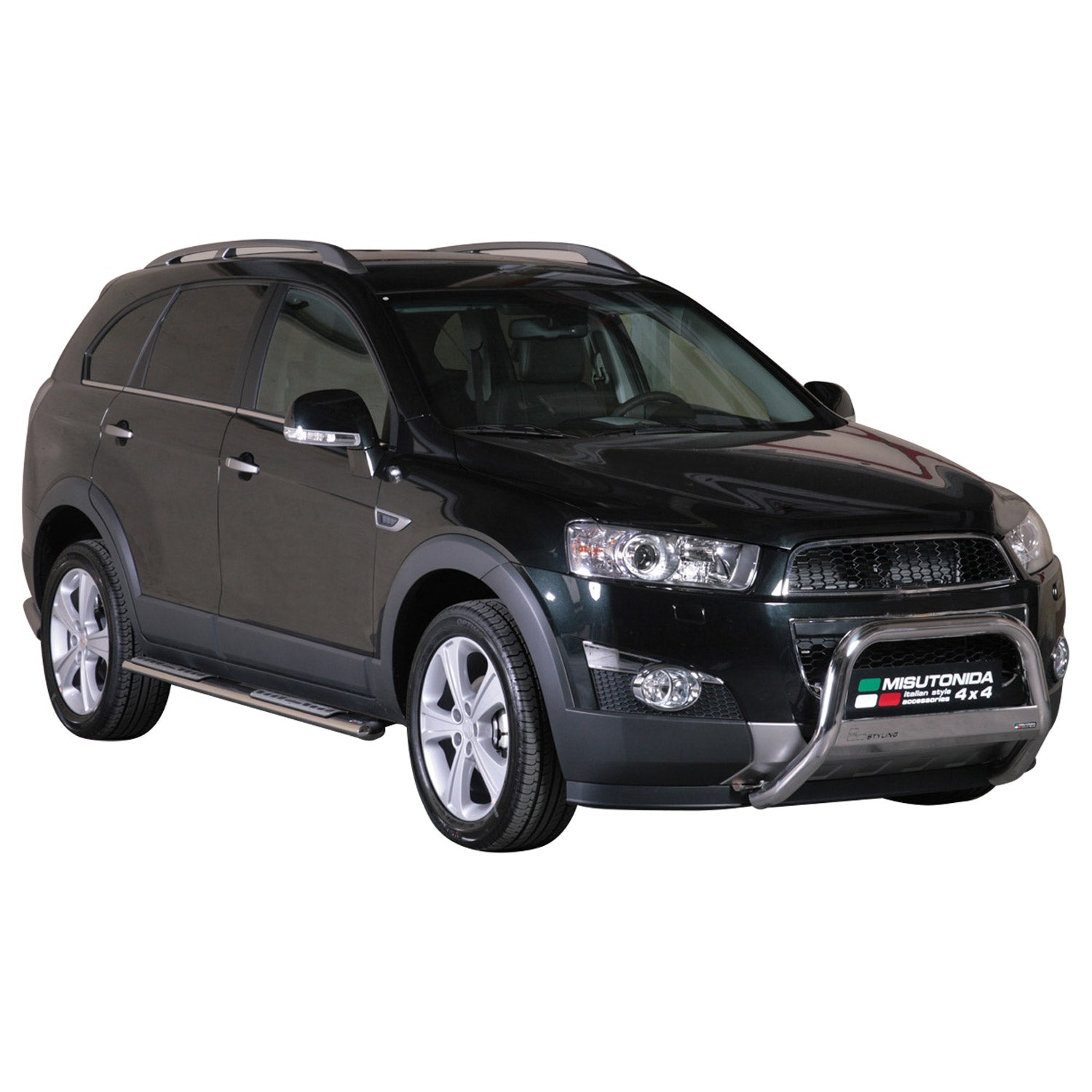 Par de Estribos Barras Laterales para Chevrolet Captiva 2011-2016 Plata Acero 2x