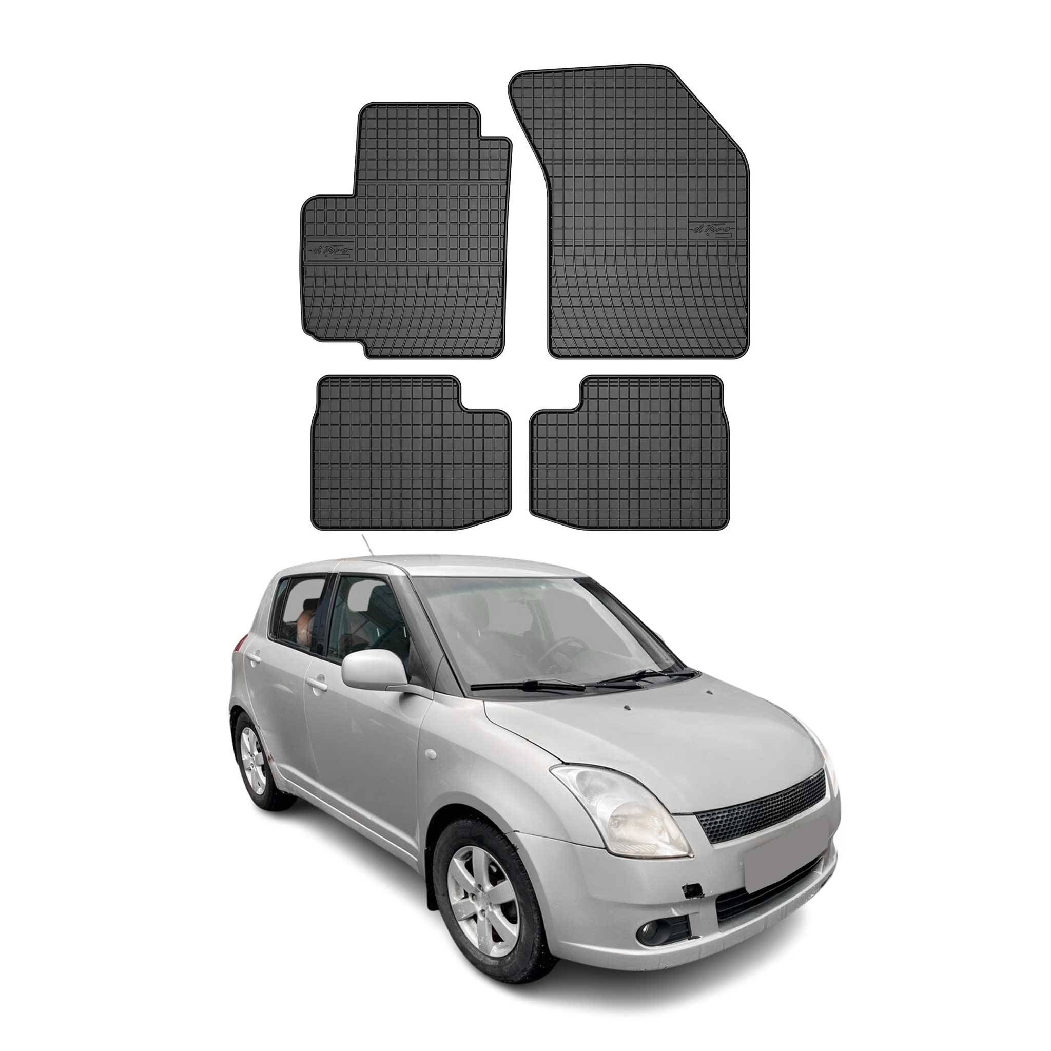 OMAC Alfombrillas De Coche para Suzuki Swift 2005-2010 Negro Goma TPE 4Pza
