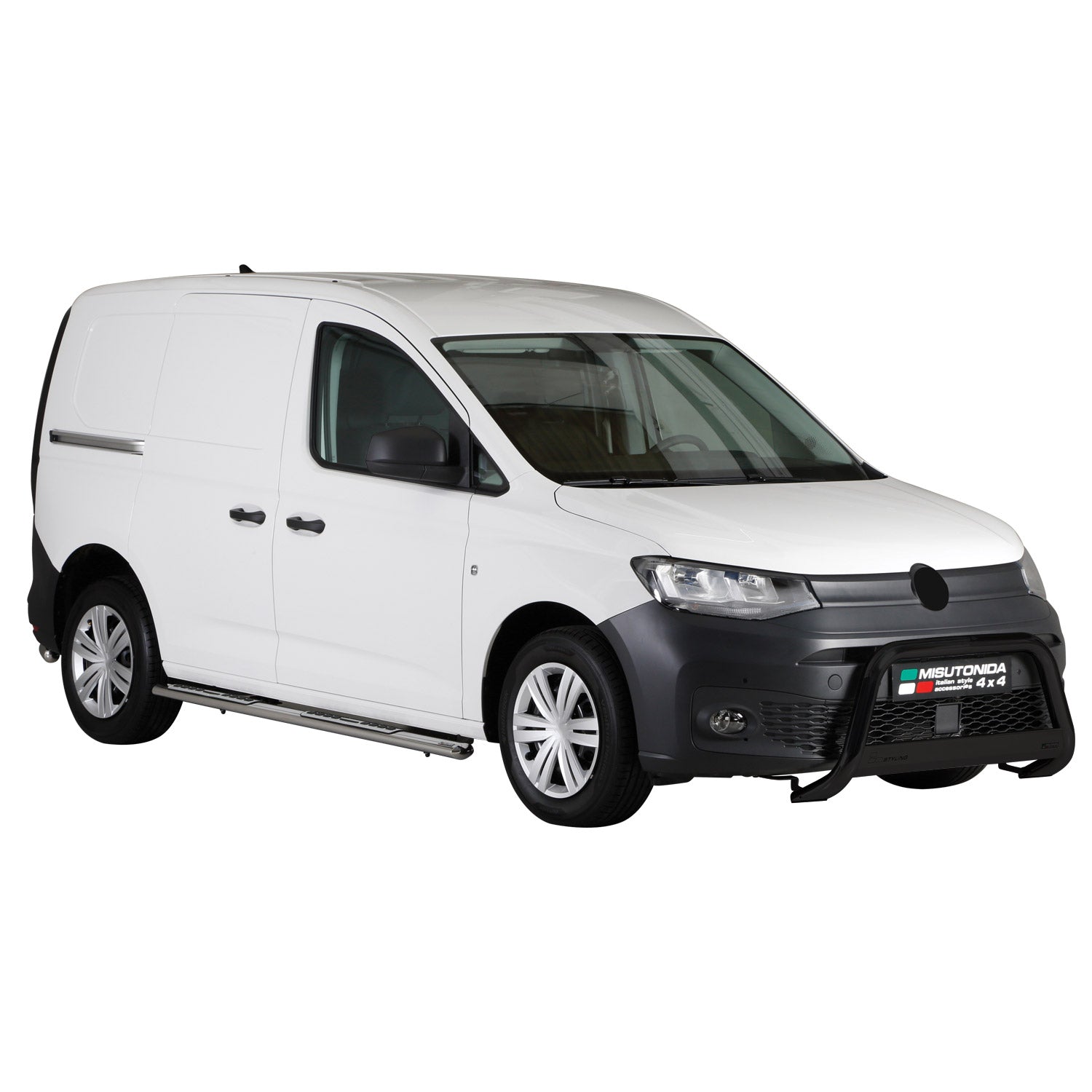 Bull Barra Frontal para VW Caddy 2021-2025 Negro Brillante Acero 1Pza