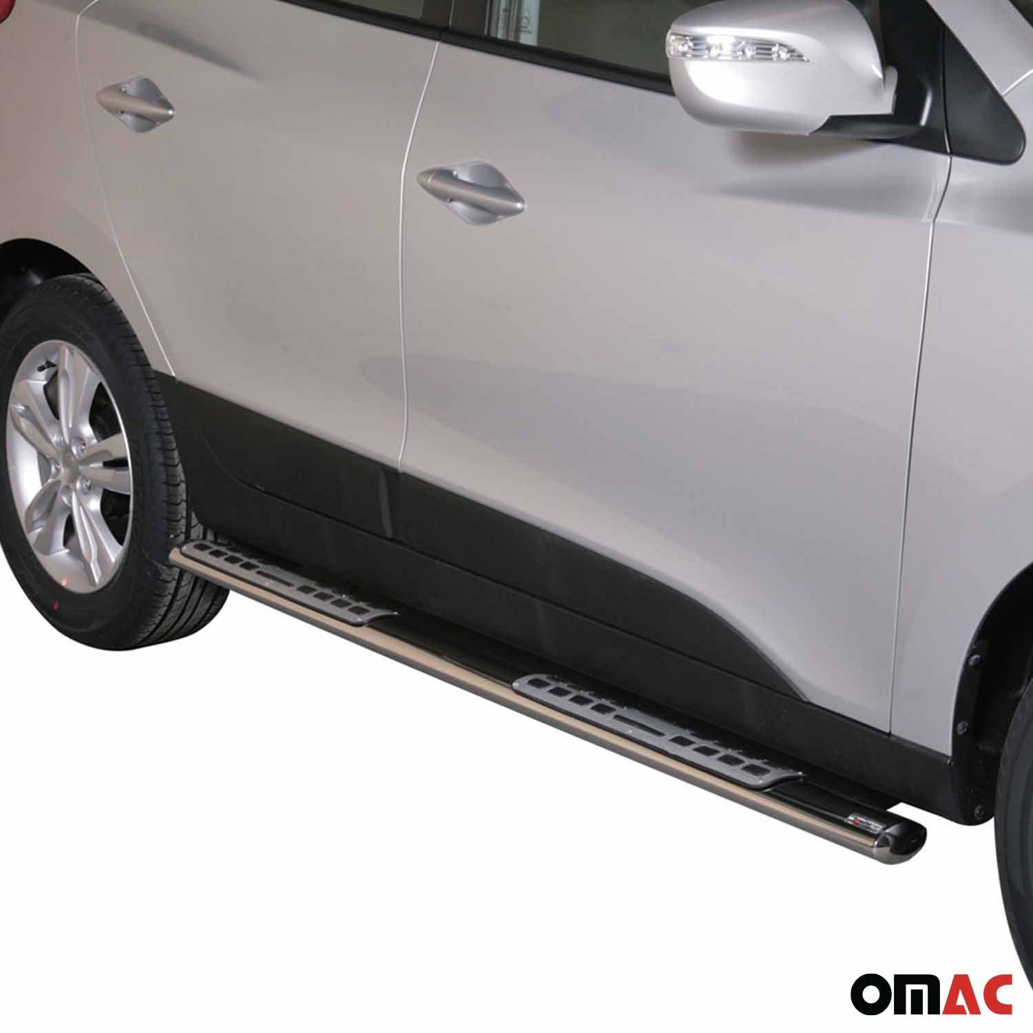 Par de Estribos Barras Laterales para Hyundai ix35 2009-2015 Plata Acero 2x