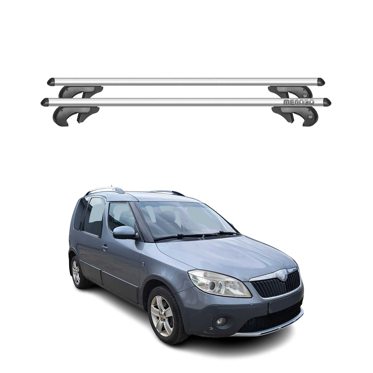 Menabo Barras de Techo Baca para Skoda Praktik 2006-2015 Gris Aluminio 2Pza