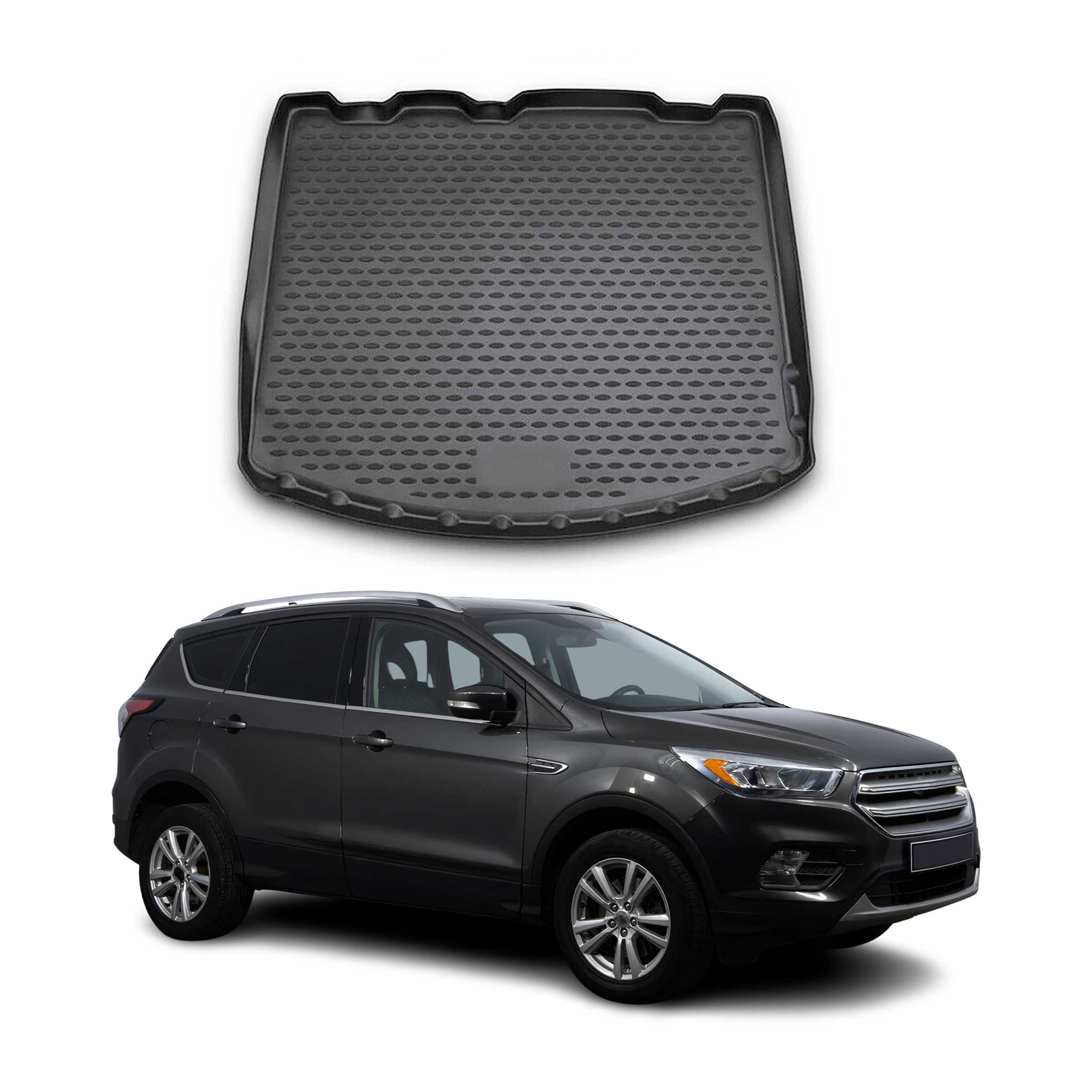OMAC Bandeja Maletero Alfombrilla para Ford Kuga 2013-2019 Negro Goma TPE 1Pza