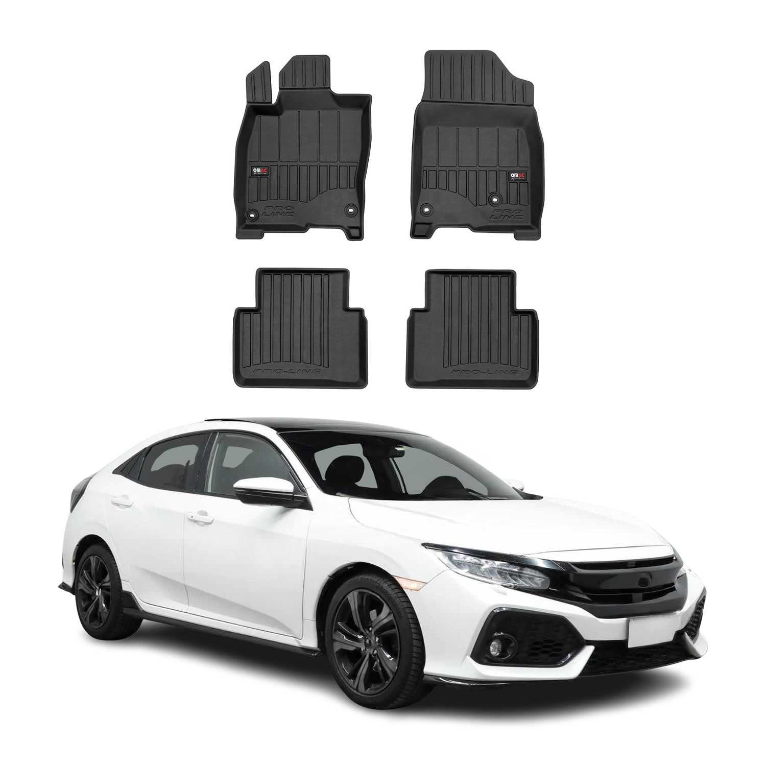 OMAC Premium Alfombrillas De Coche para Honda Civic X 2017-2021 TPE Goma 4x