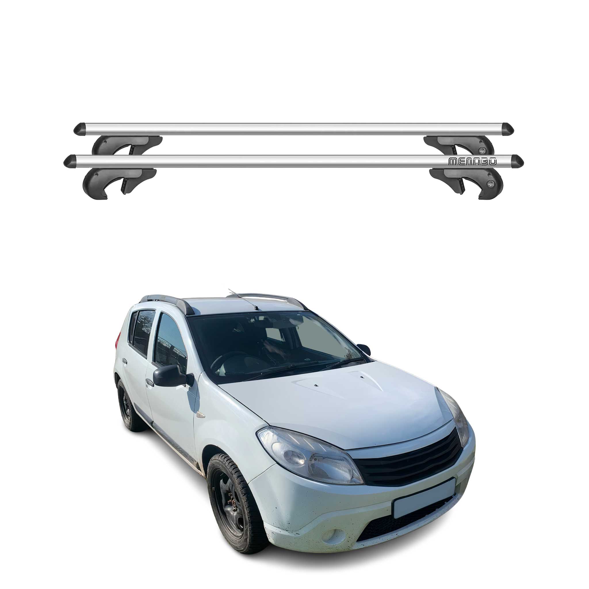 Menabo Barras de Techo Baca para Dacia Sandero Stepway 2008-2012 Gris Alu 2Pza