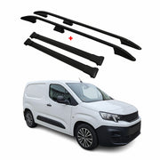 Rieles & Barras de Techo Coche para Peugeot Partner 2018-2024 Corto Negro Alu