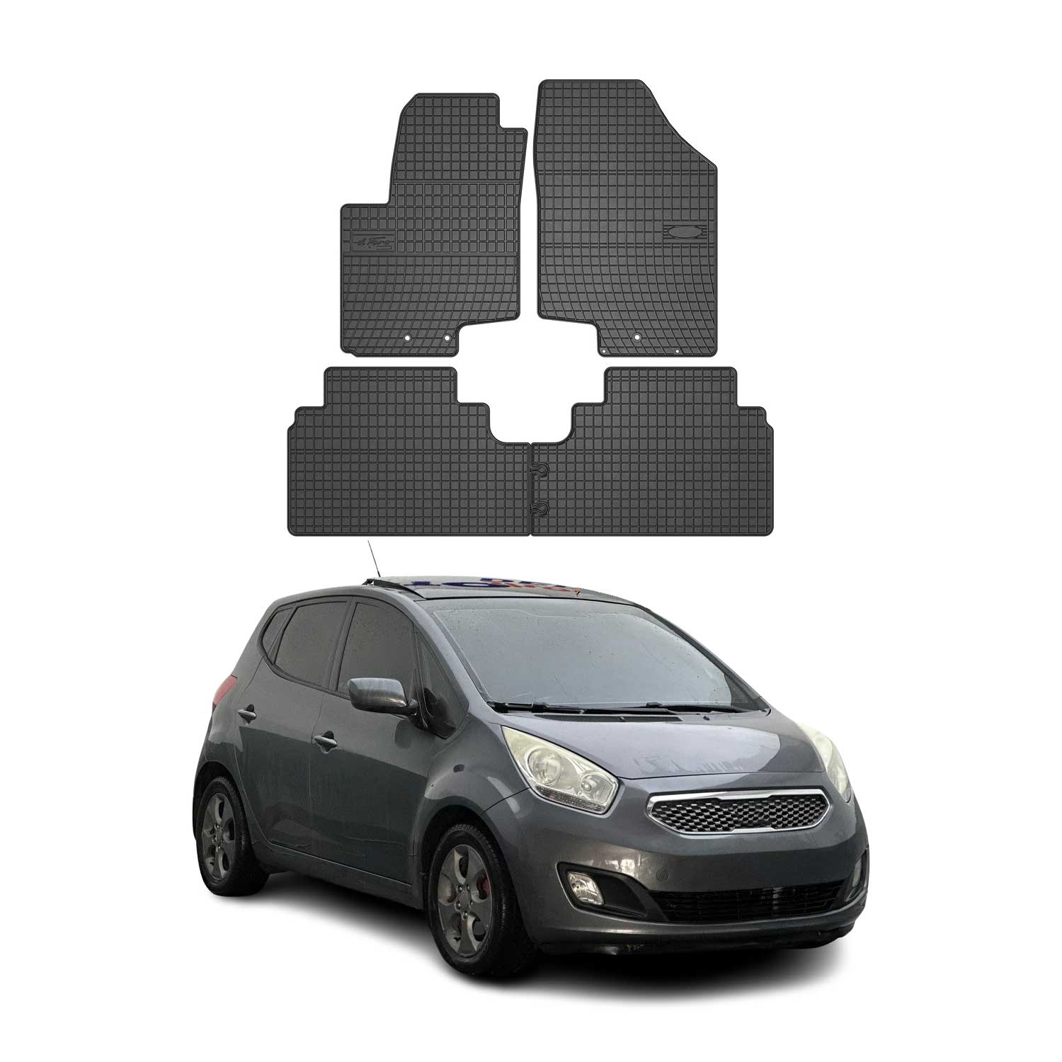 OMAC Alfombrillas De Coche para Kia Venga 2010-2025 Negro Goma TPE 4Pza