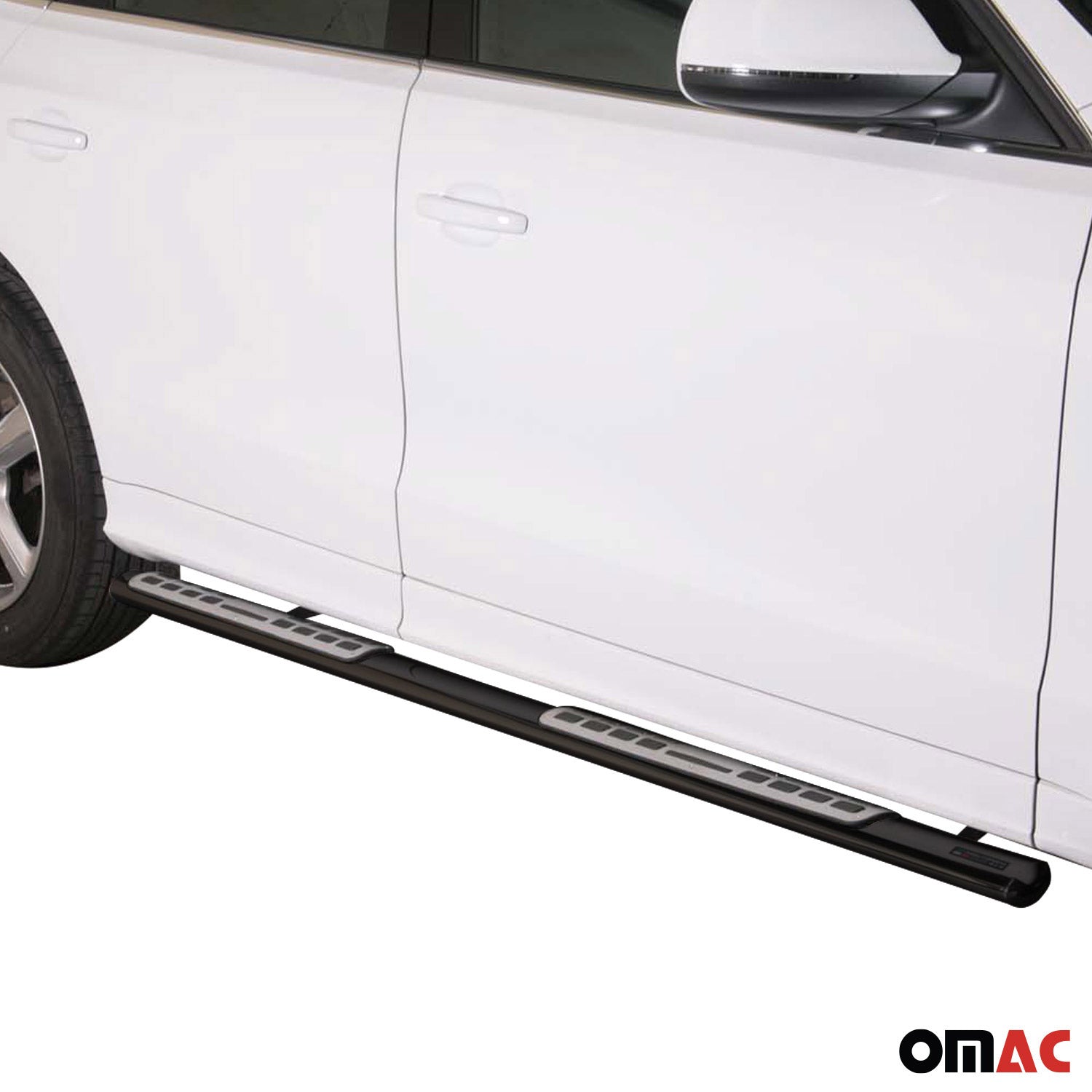 Par de Estribos Barras Laterales para Audi Q7 2006-2015 Negro Brillante Acero 2x