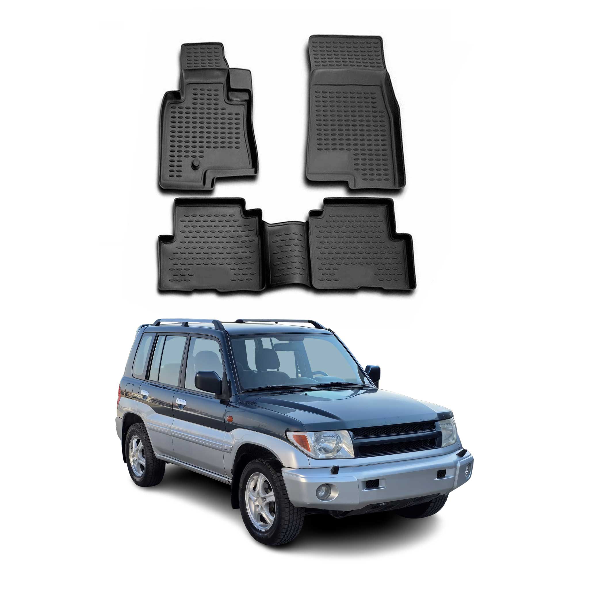 OMAC Alfombrillas De Coche para Mitsubishi Pajero Montero 1999-2006 Negro TPE 4x