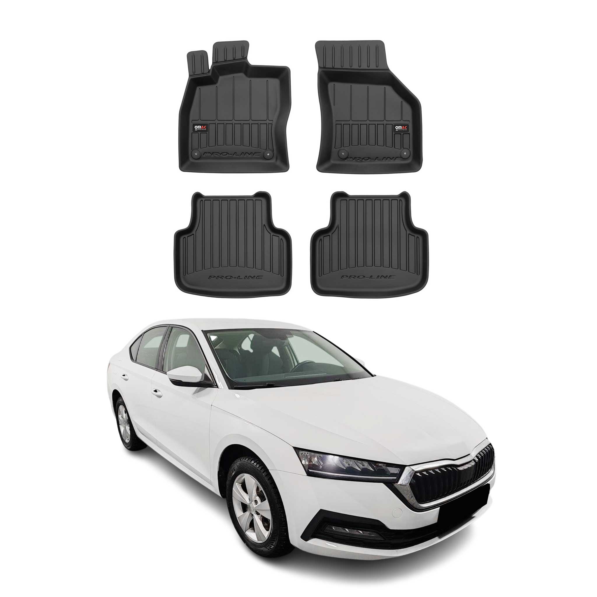 OMAC Premium Alfombrillas De Coche para Skoda Octavia 2020-2026 TPE Goma 4x