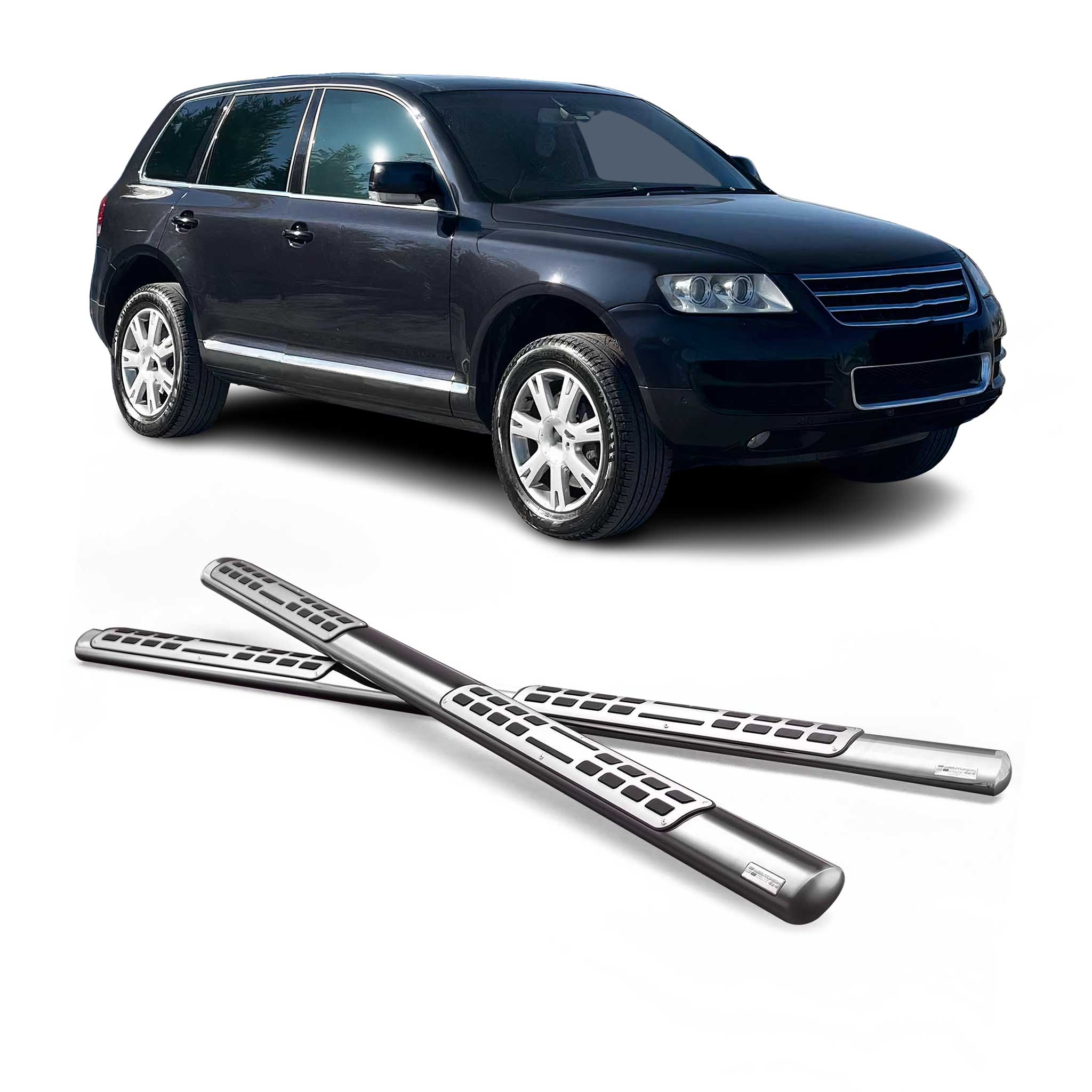 Par de Estribos Barras Laterales para VW Touareg 2002-2025 Plata Acero 2x