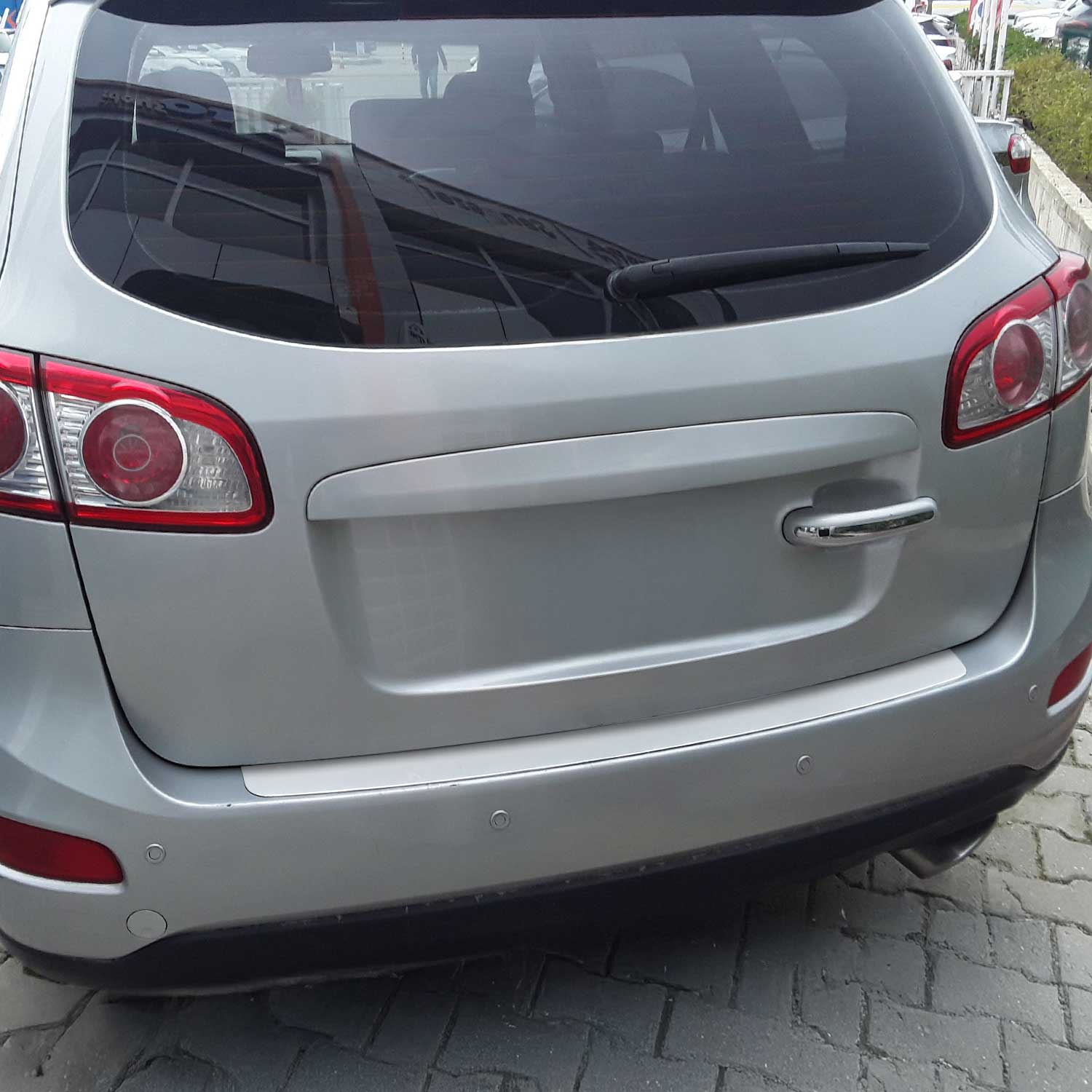 Protector de Parachoques Trasero para Hyundai Santa Fe 2012-2015 Acero cepillado