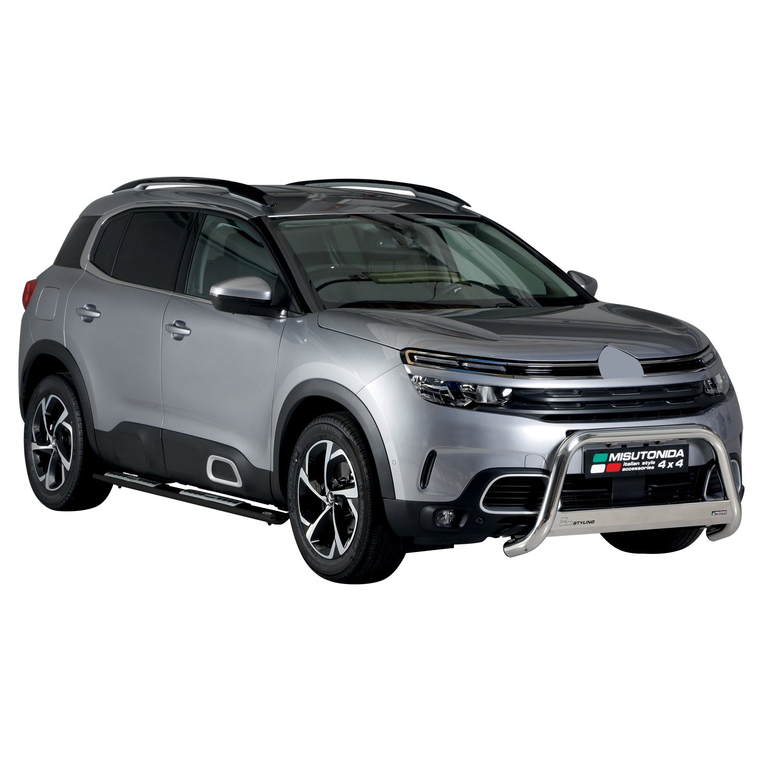 Par de Estribos Barras Laterales para Citroen C5 Aircross 2018-2022 Negro Acero