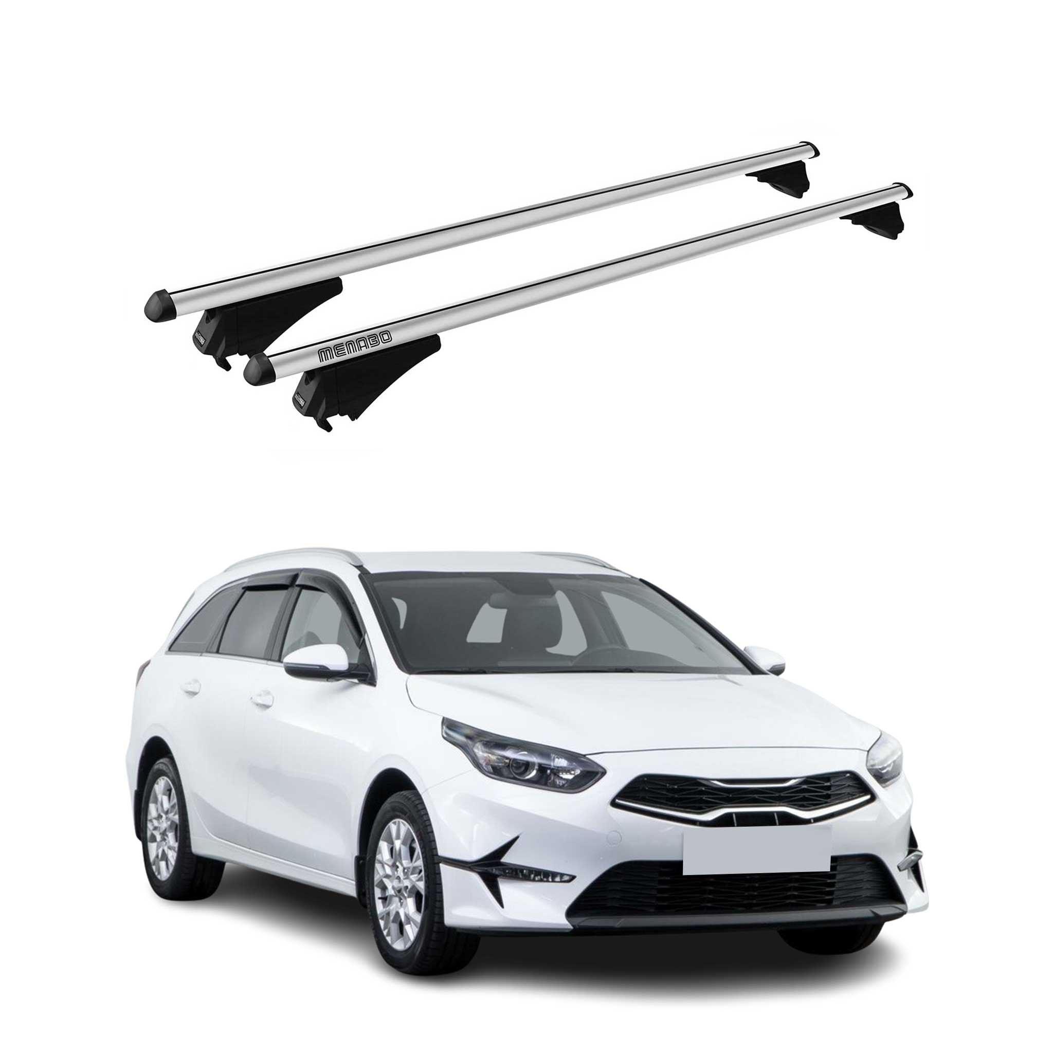 Menabo Barras de Techo Coche Baca para Kia Ceed Sportswagon 2018-2025 Gris Alu