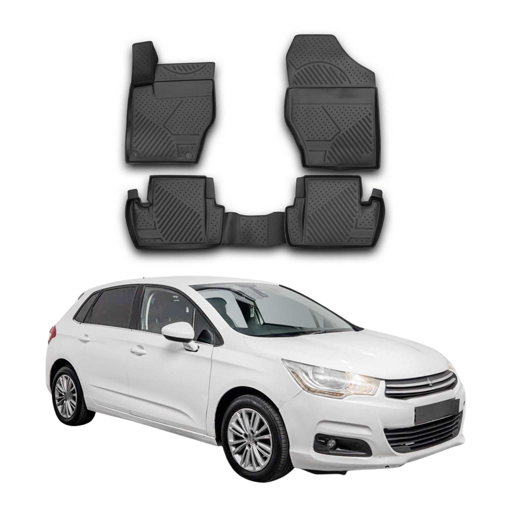 OMAC Alfombrillas De Coche para Citroen C4 2011-2020 Negro Goma TPE 4Pza