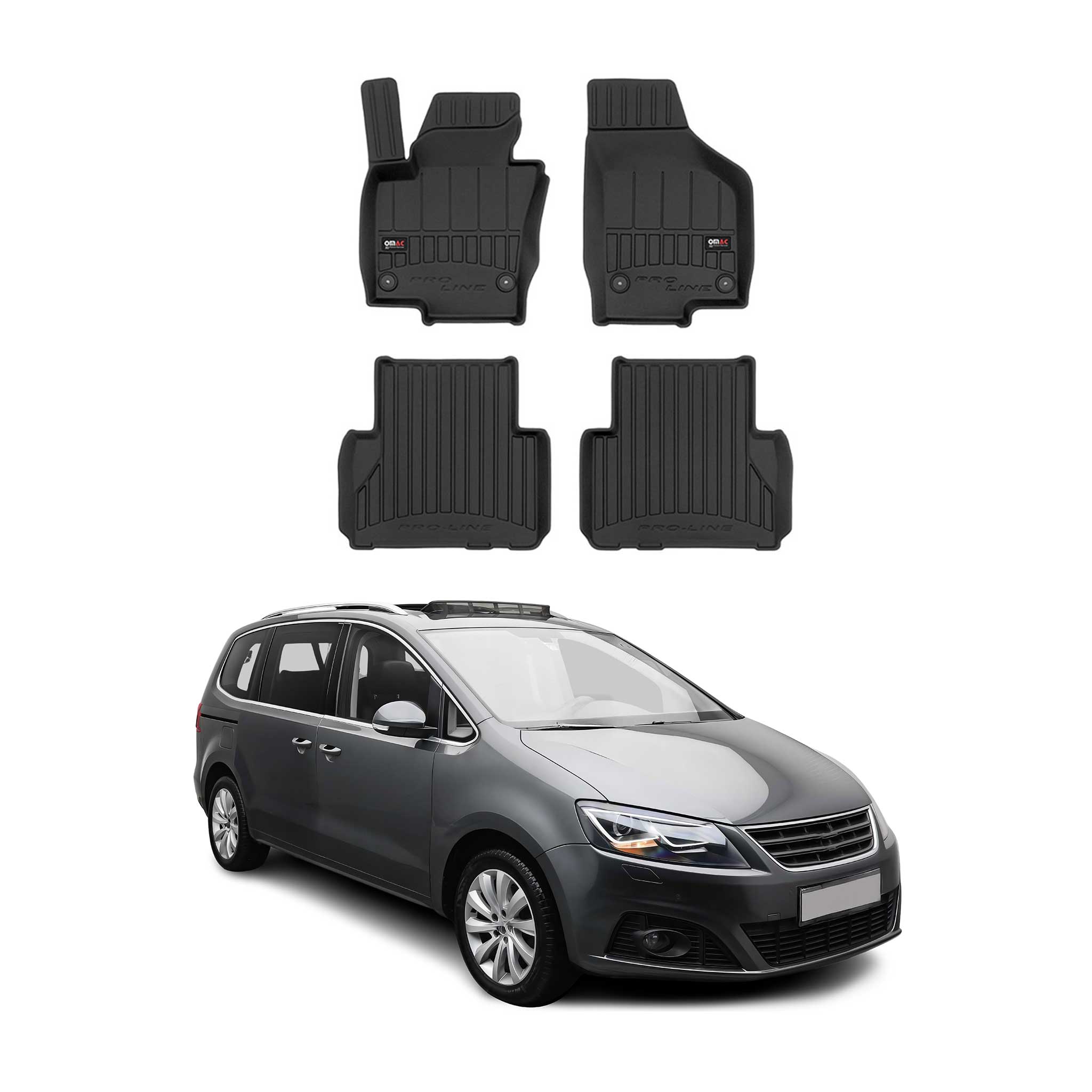 OMAC Premium Alfombrillas De Coche para Seat Alhambra 2010-2020 TPE Goma 4x