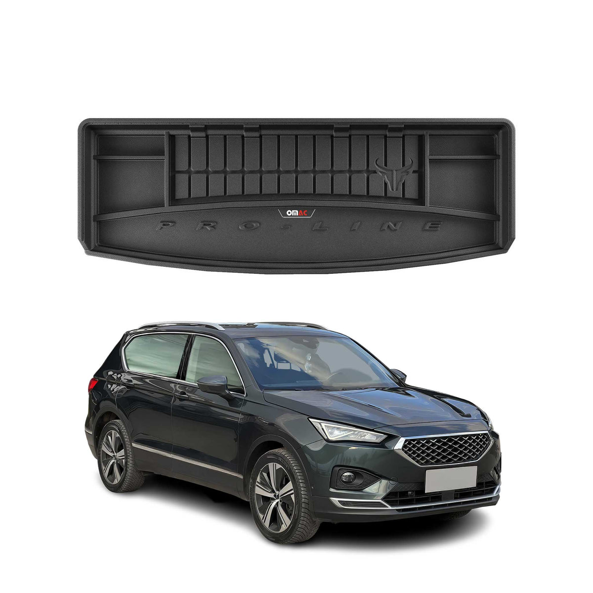 OMAC Premium Bandeja Maletero Alfombrilla para Seat Tarraco 2017-2025 Negro TPE