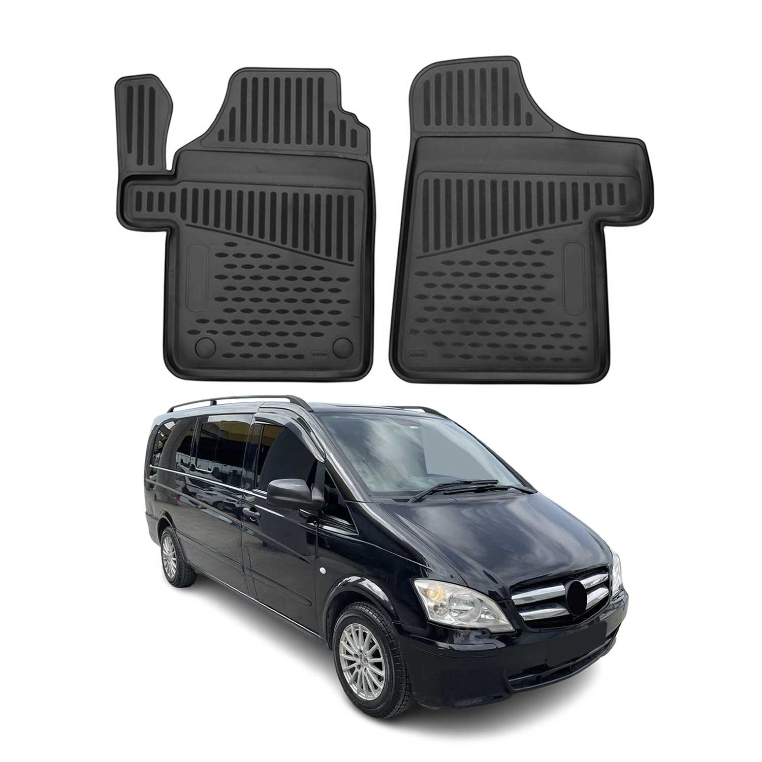OMAC Alfombrillas De Coche para Mercedes Vito Viano W639 2003-2014 Negro TPE 2x
