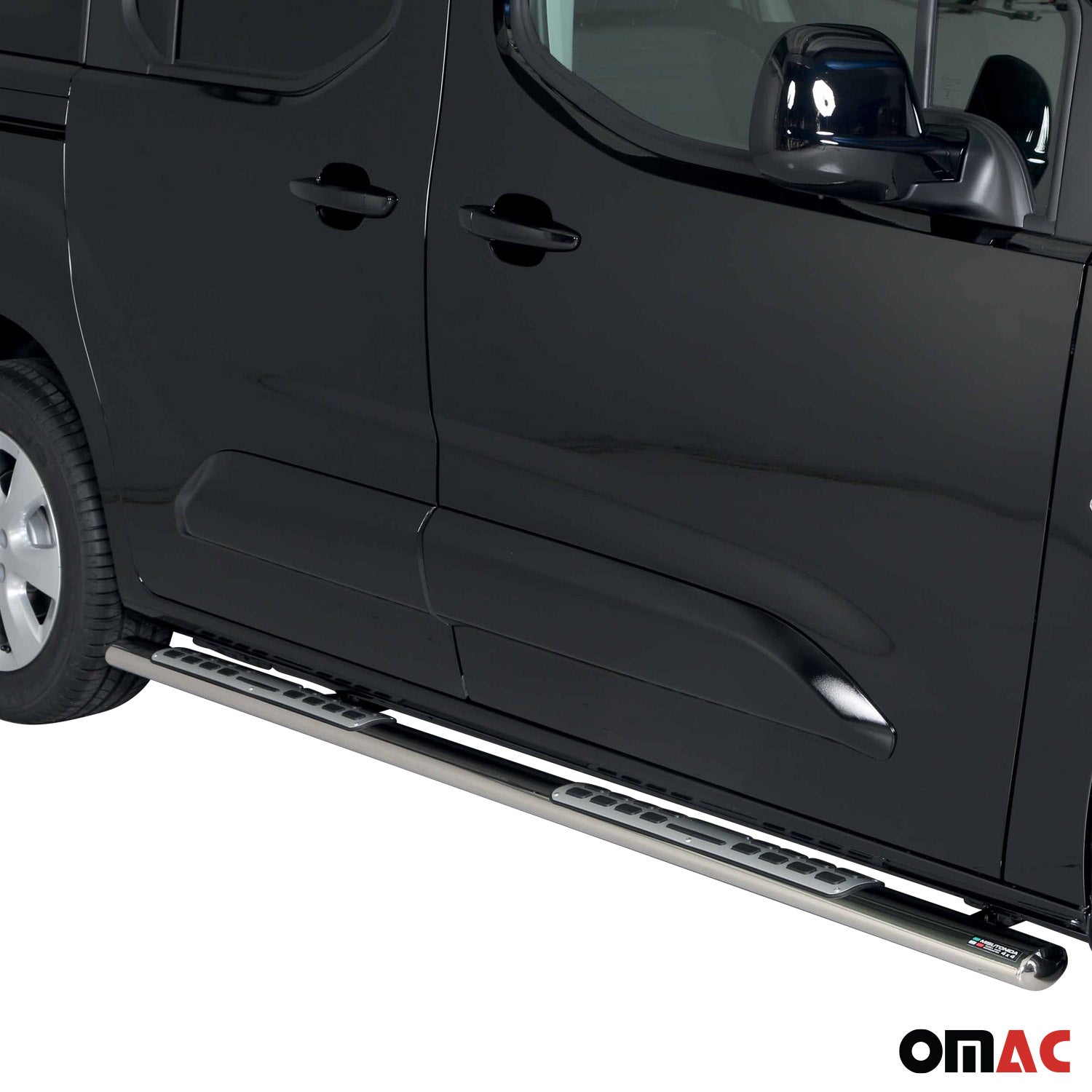 Par de Estribos Barras Laterales para Opel Combo 2018-2025 Corto Plata Acero 2x