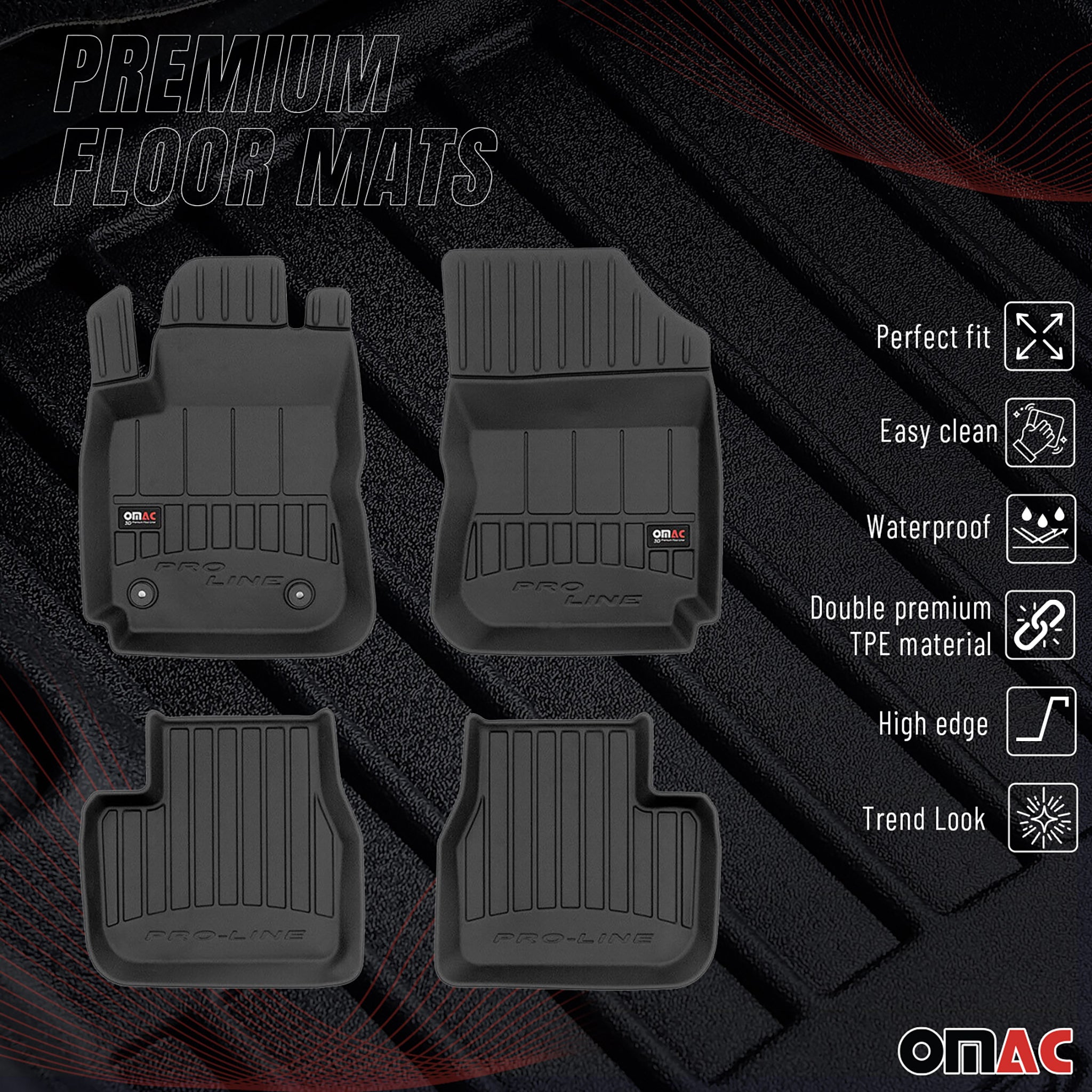 OMAC Premium Alfombrillas De Coche para Citroen C4 Cactus 2014-2018 TPE Goma 4x