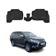 OMAC Alfombrillas De Coche para Mitsubishi Pajero Sport 2016-2025 Negro TPE 2Pza