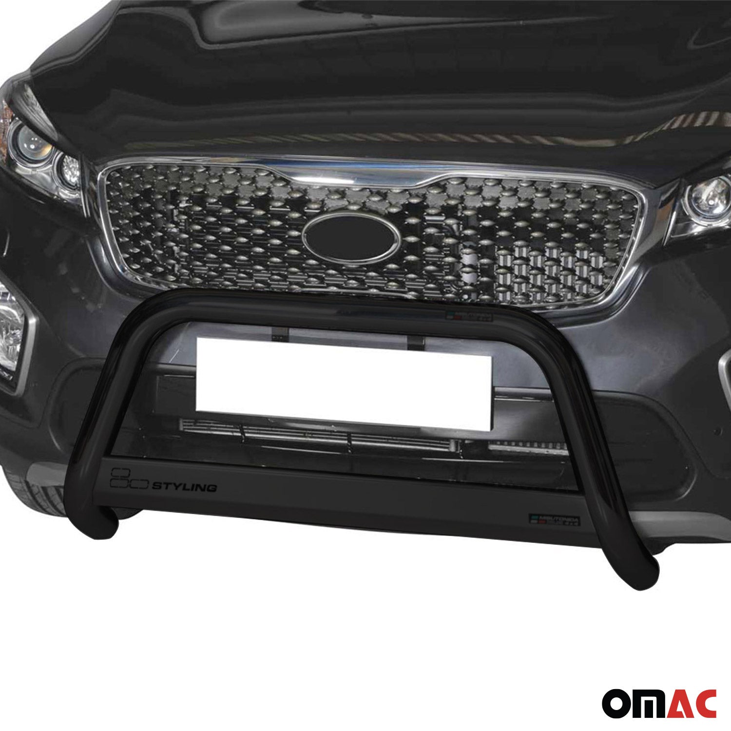 Bull Barra Frontal para Kia Sorento 2014-2017 Negro Brillante Acero