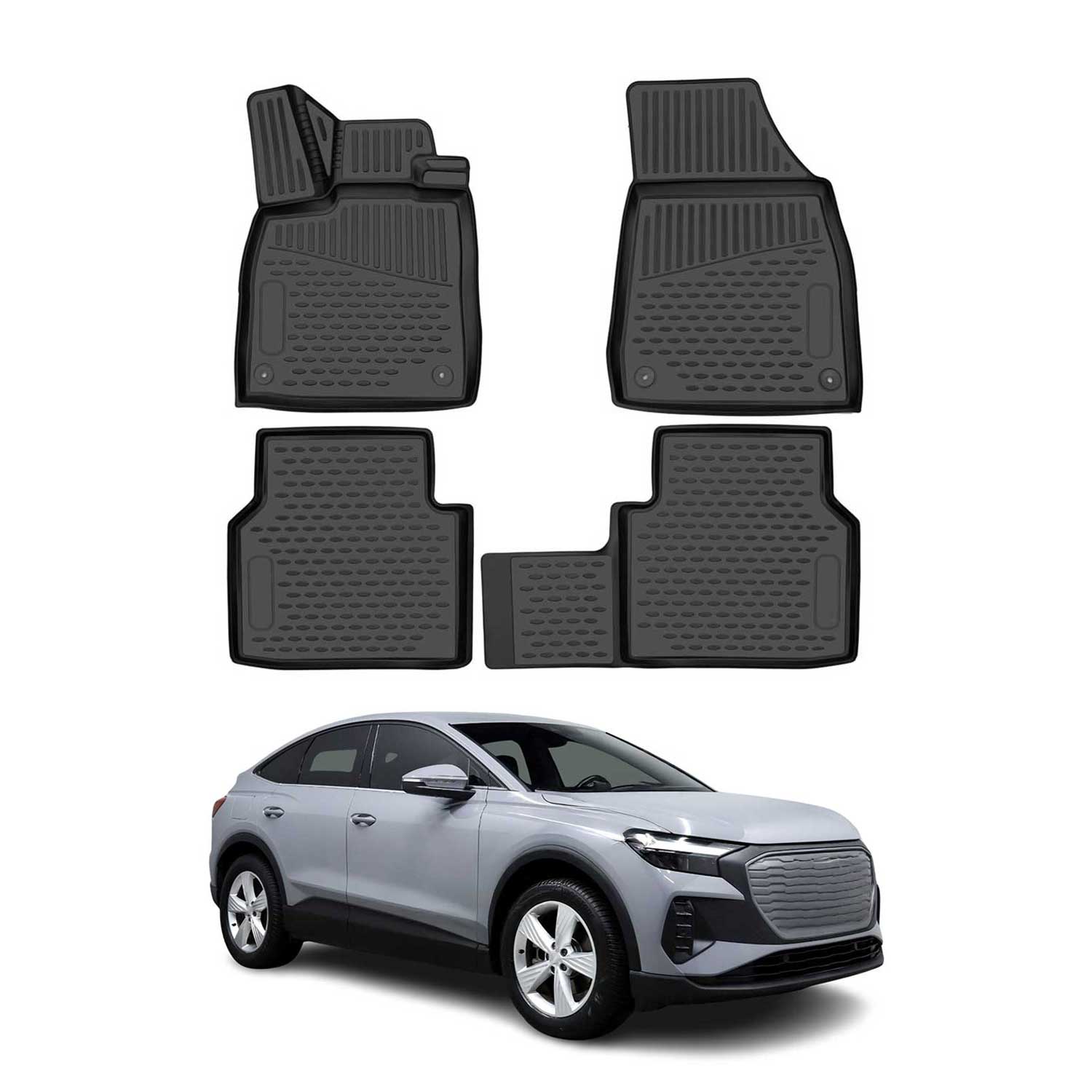 OMAC Alfombrillas De Coche para Audi Q4 e-tron 2021-2025 Negro Goma TPE 4Pza