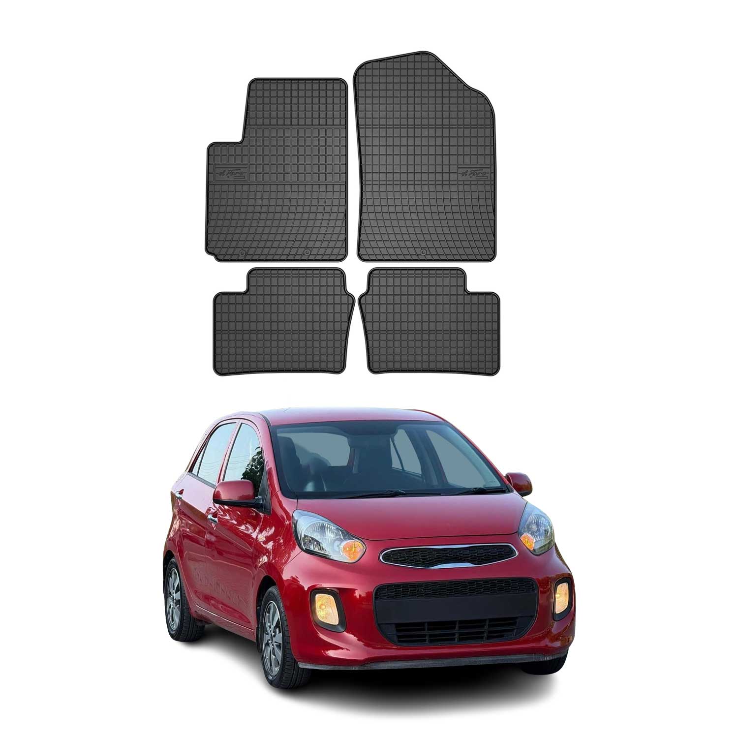OMAC Alfombrillas De Coche para Kia Picanto 2011-2017 Negro Goma 4Pza