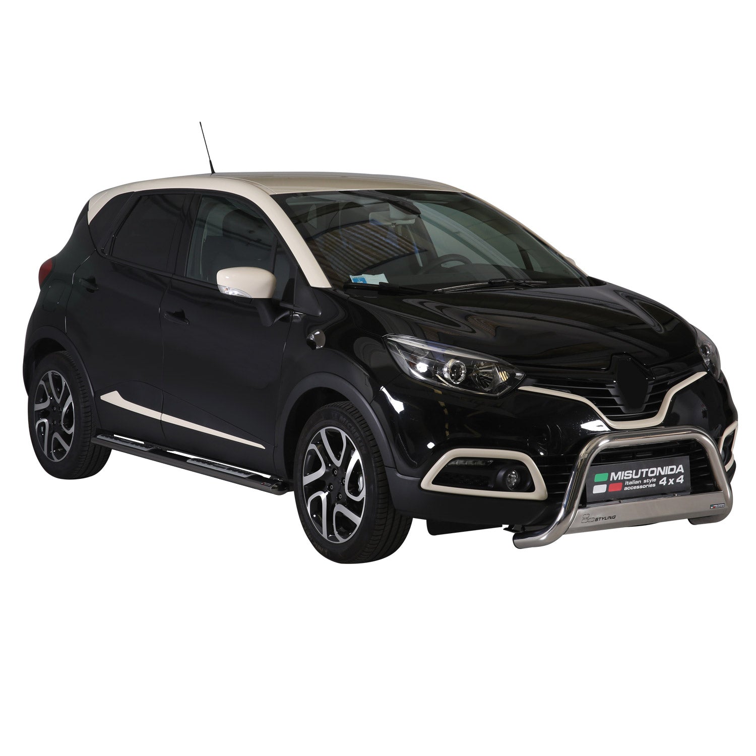 Par de Estribos Barras Laterales para Renault Captur 2013-2017 Negro Acero