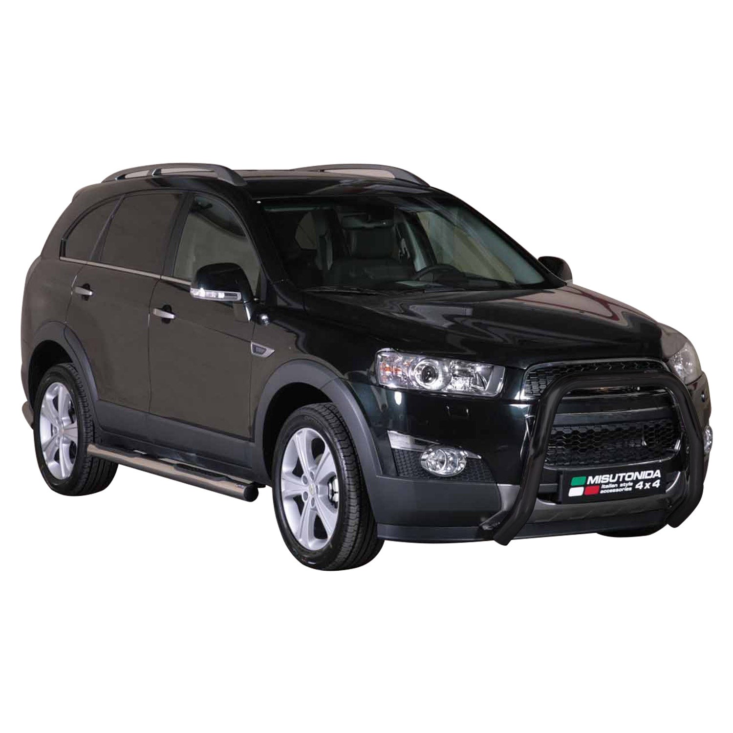 Bull Barra Frontal para Chevrolet Captiva 2011-2016 Negro Brillante Acero