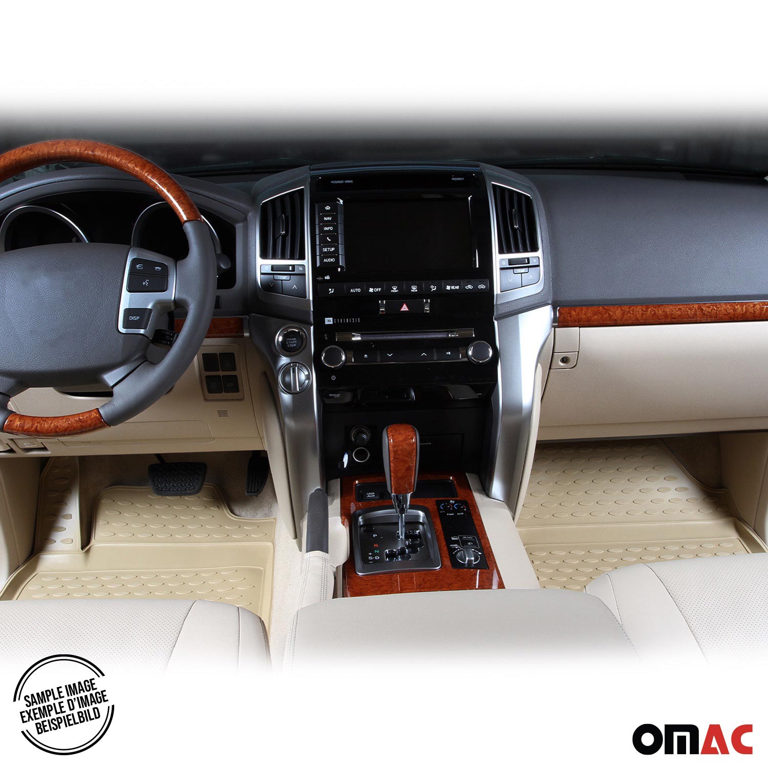 OMAC Alfombrillas De Coche para Audi Q7 2006-2015 Beige Goma TPE 4Pza