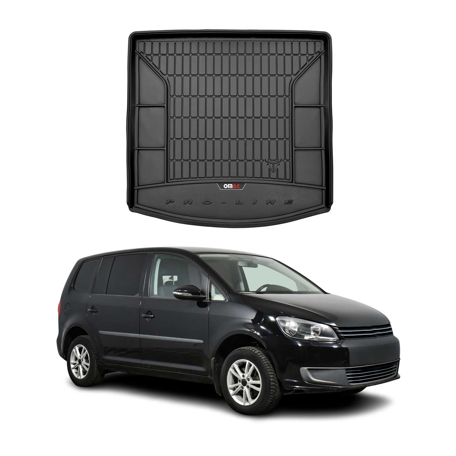OMAC Premium Bandeja Maletero Alfombrilla para VW Touran 2010-2015 Negro TPE