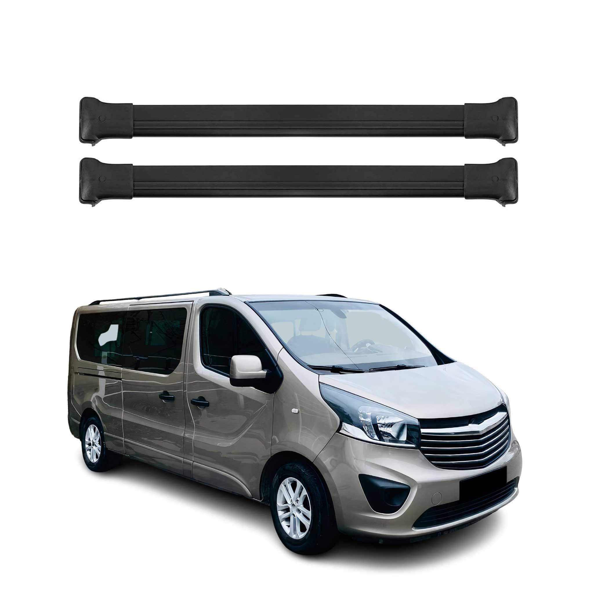 Portaequipajes Barras de Techo para Opel Vivaro 2014-2019 Negro Aluminio 2Pza