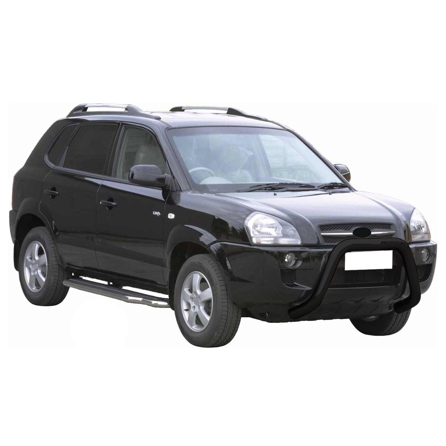 Bull Barra Frontal para Hyundai Tucson 2004-2009 Negro Brillante Acero