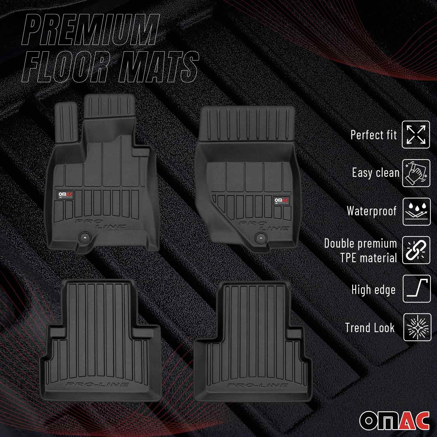 OMAC Premium Alfombrillas De Coche para Infiniti FX 2009-2013 Negro TPE Goma 4x