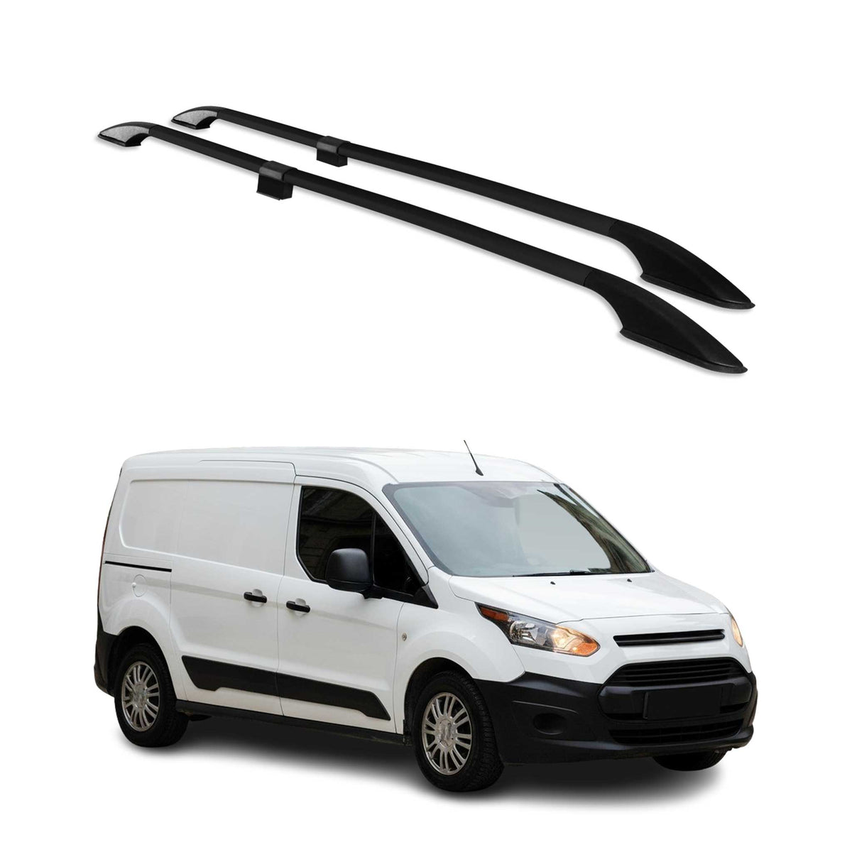 Rieles de Techo Coche para Ford Transit / Tourneo Connect V408 2014-21 Largo L2 Negro Alu 2x