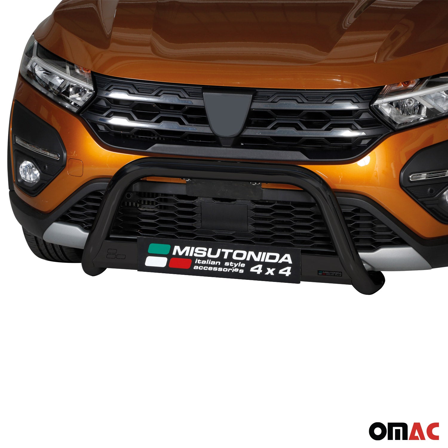 Bull Barra Frontal para Dacia Sandero Stepway 2021-2025 Negro Brillante Acero