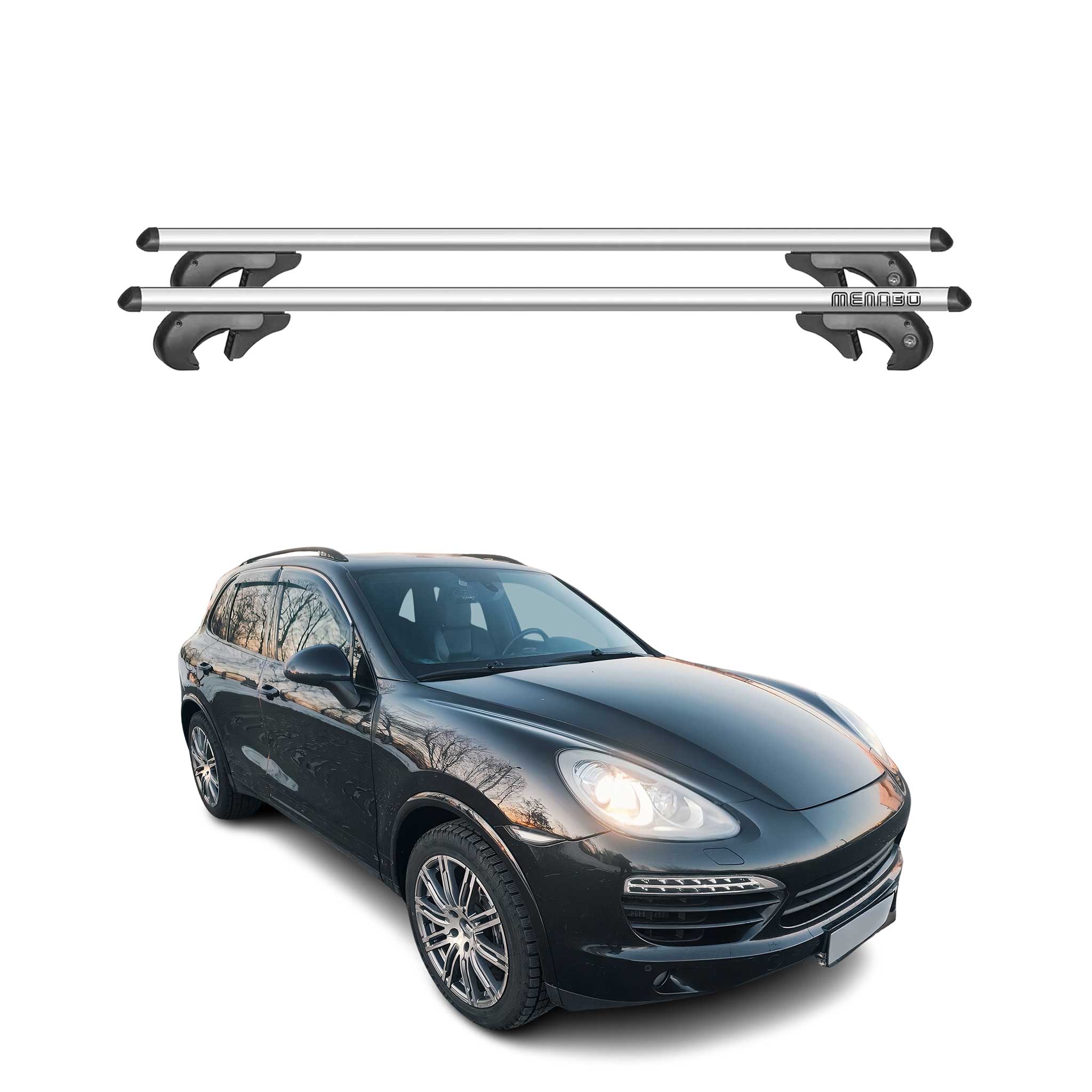 Menabo Barras de Techo Coche Barra para Porsche Cayenne 92A 2011-2017 Gris Alu