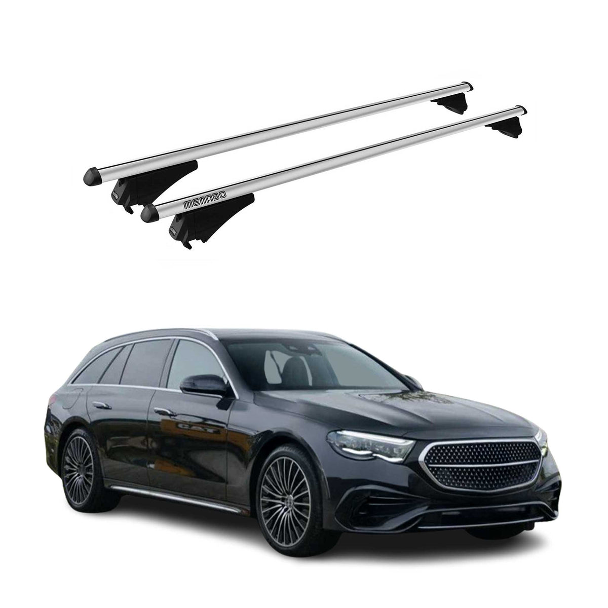 Menabo Barras de Techo Coche Baca para Mercedes E Class S213 2016-2020 Gris Alu