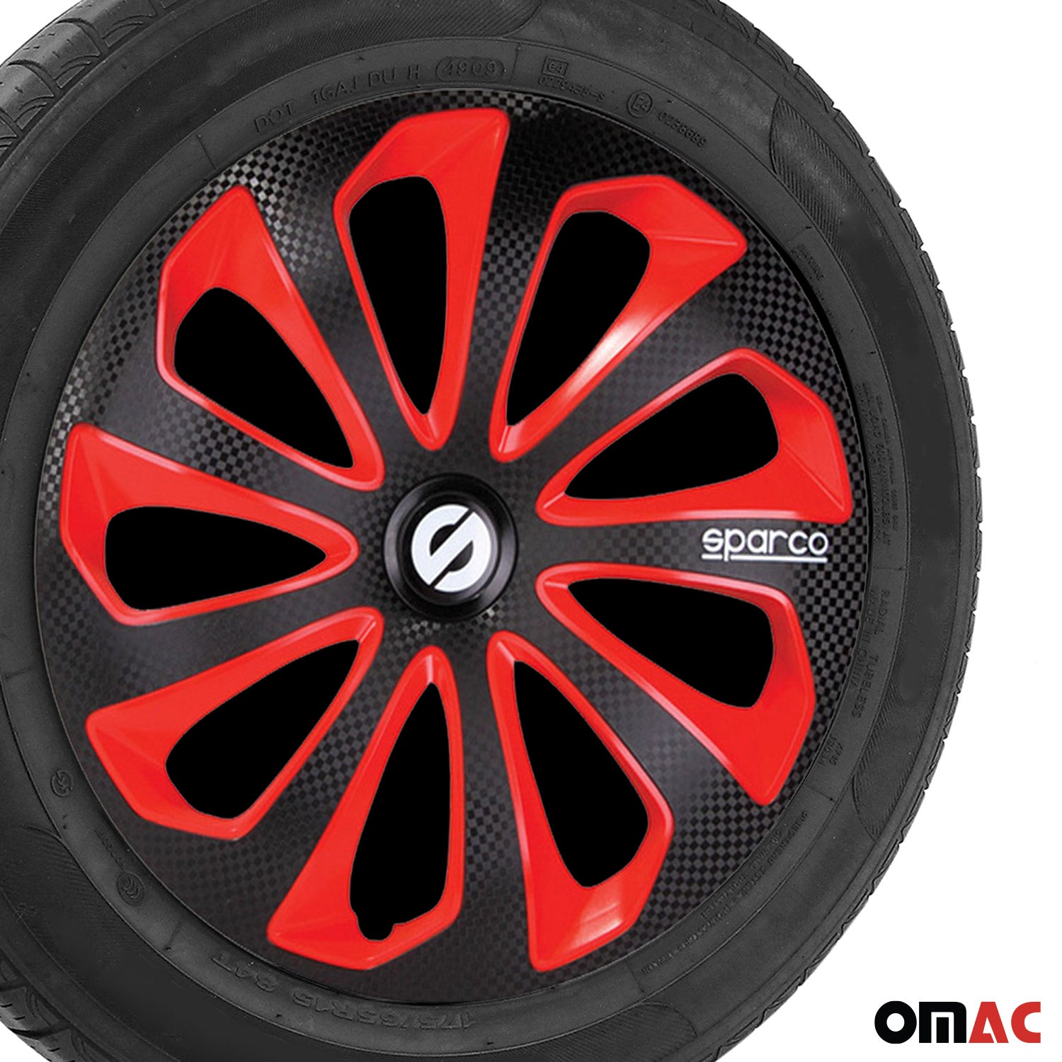 Sparco Tapacubos 15 Pulgadas Universal Negro Rojo Carbono ABS Plástico