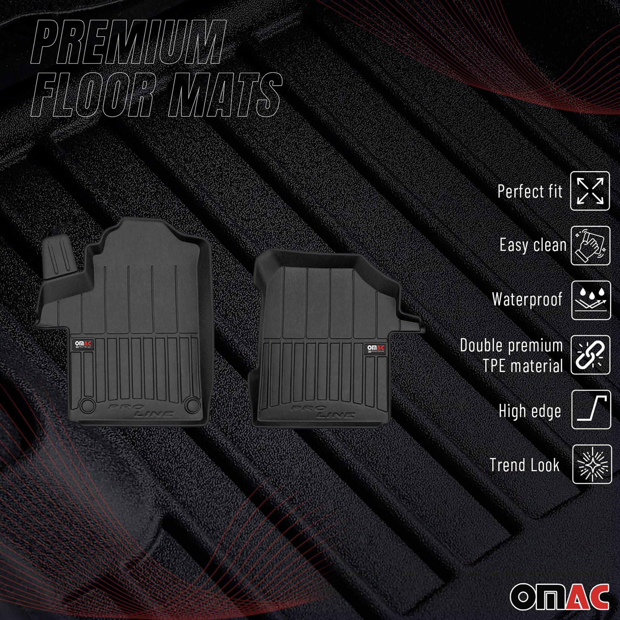 OMAC Premium Alfombrillas De Coche para Mercedes Class EQV W447 2020-2026 TPE 2x