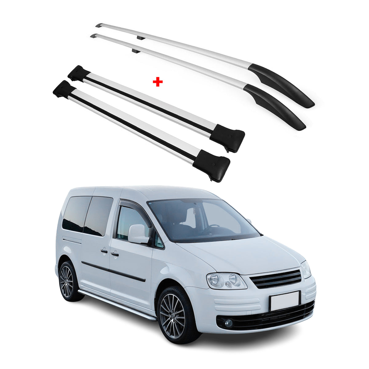 Rieles&Barras de Techo Coche para VW Caddy Maxi 2003-2015 L2 Largo Gris Alu 4x