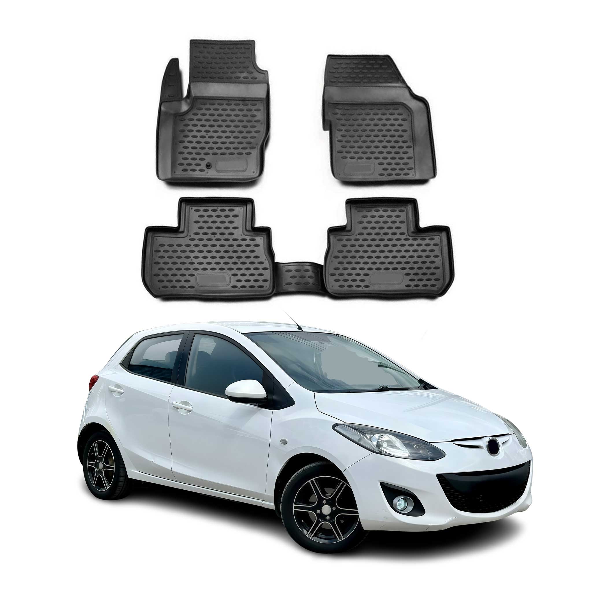 OMAC Alfombrillas De Coche para Mazda 2007-2015 Negro Goma TPE 4Pza