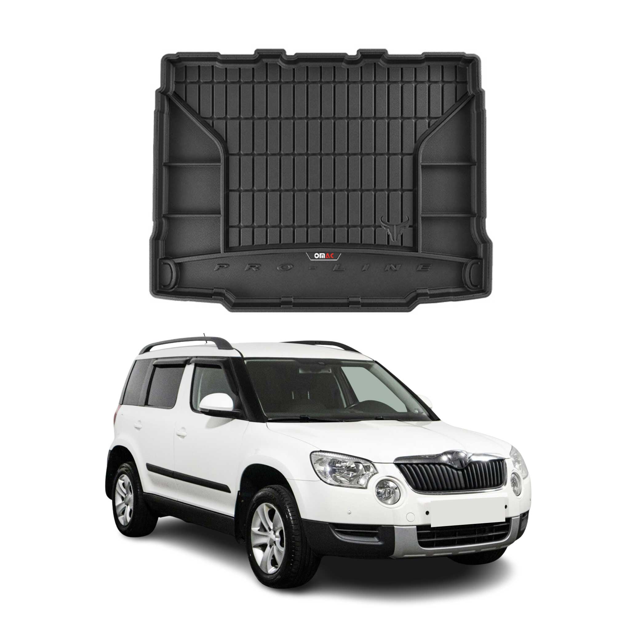 OMAC Premium Bandeja Maletero Alfombrilla para Skoda Yeti 2009-2017 Negro TPE