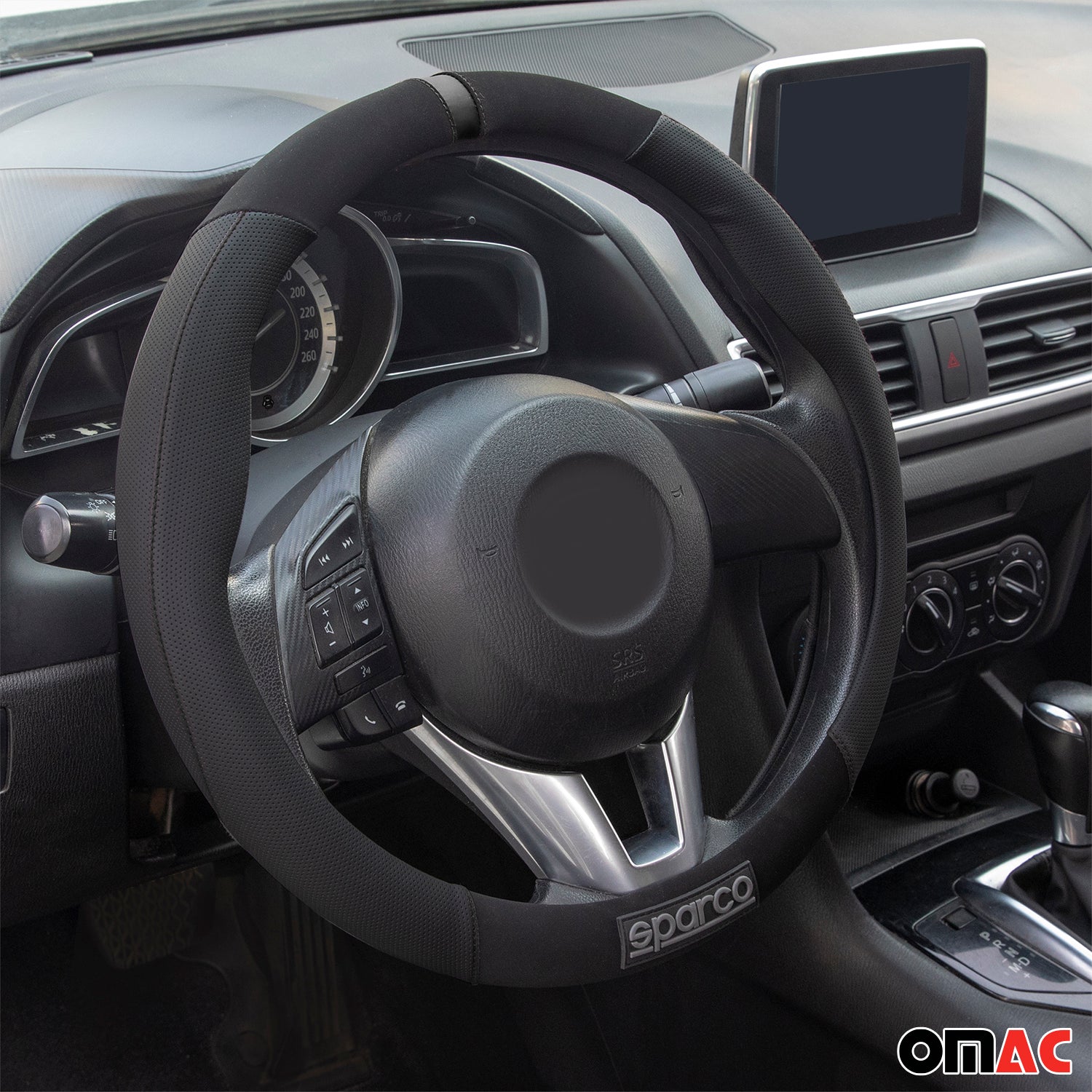 Sparco Cubierta de Para Volante de Automóvil Universal Negro Goma