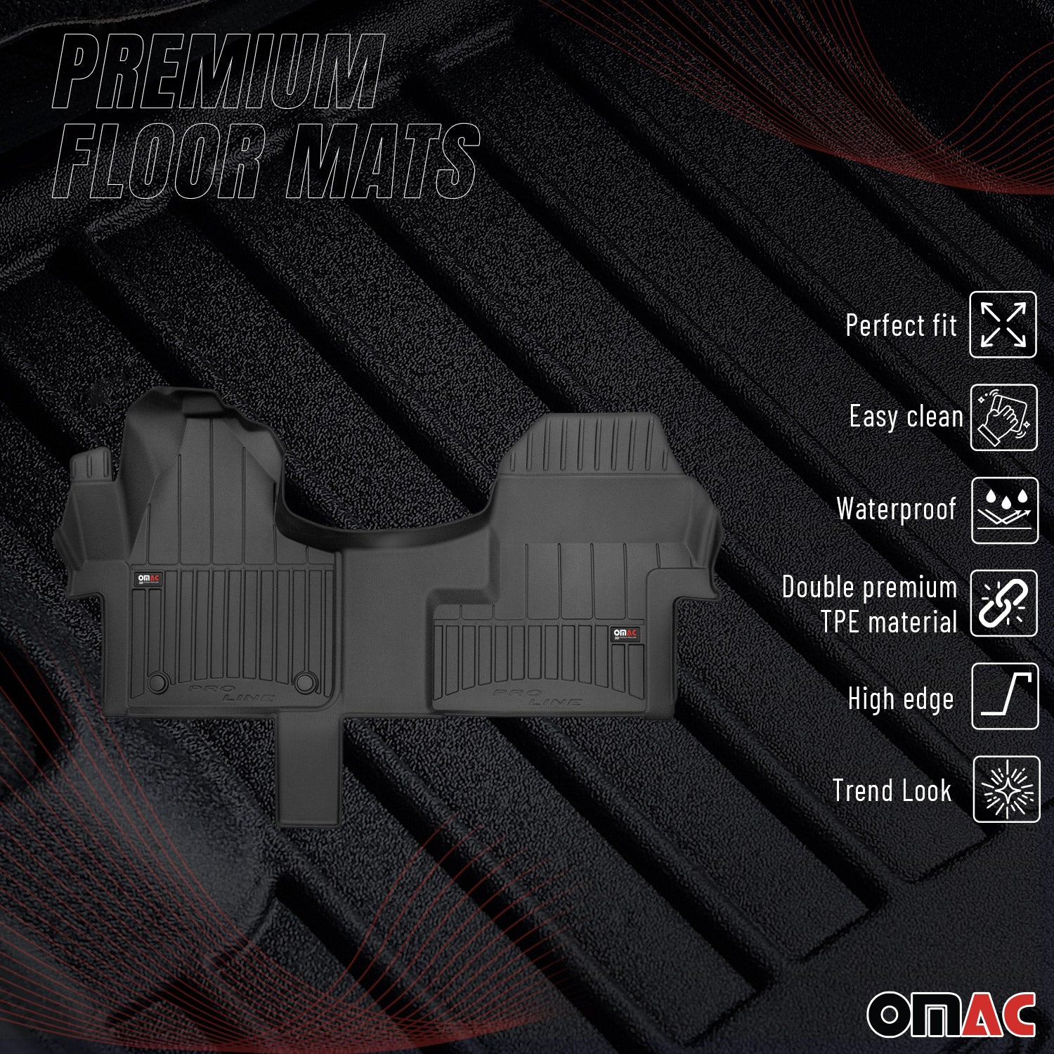 OMAC Premium Alfombrillas De Coche para Mercedes Sprinter W907 2018-2025 Goma