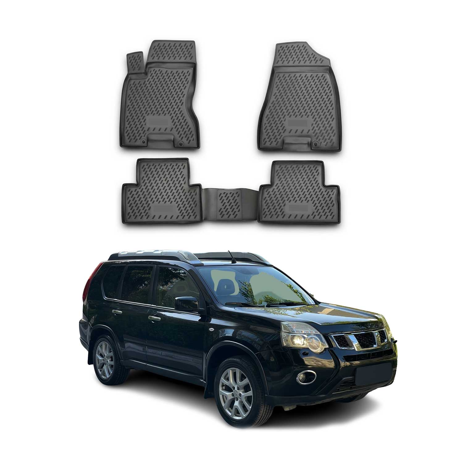 OMAC Alfombrillas De Coche para Nissan X-Trail T31 2008-2013 Negro Goma TPE 4Pza