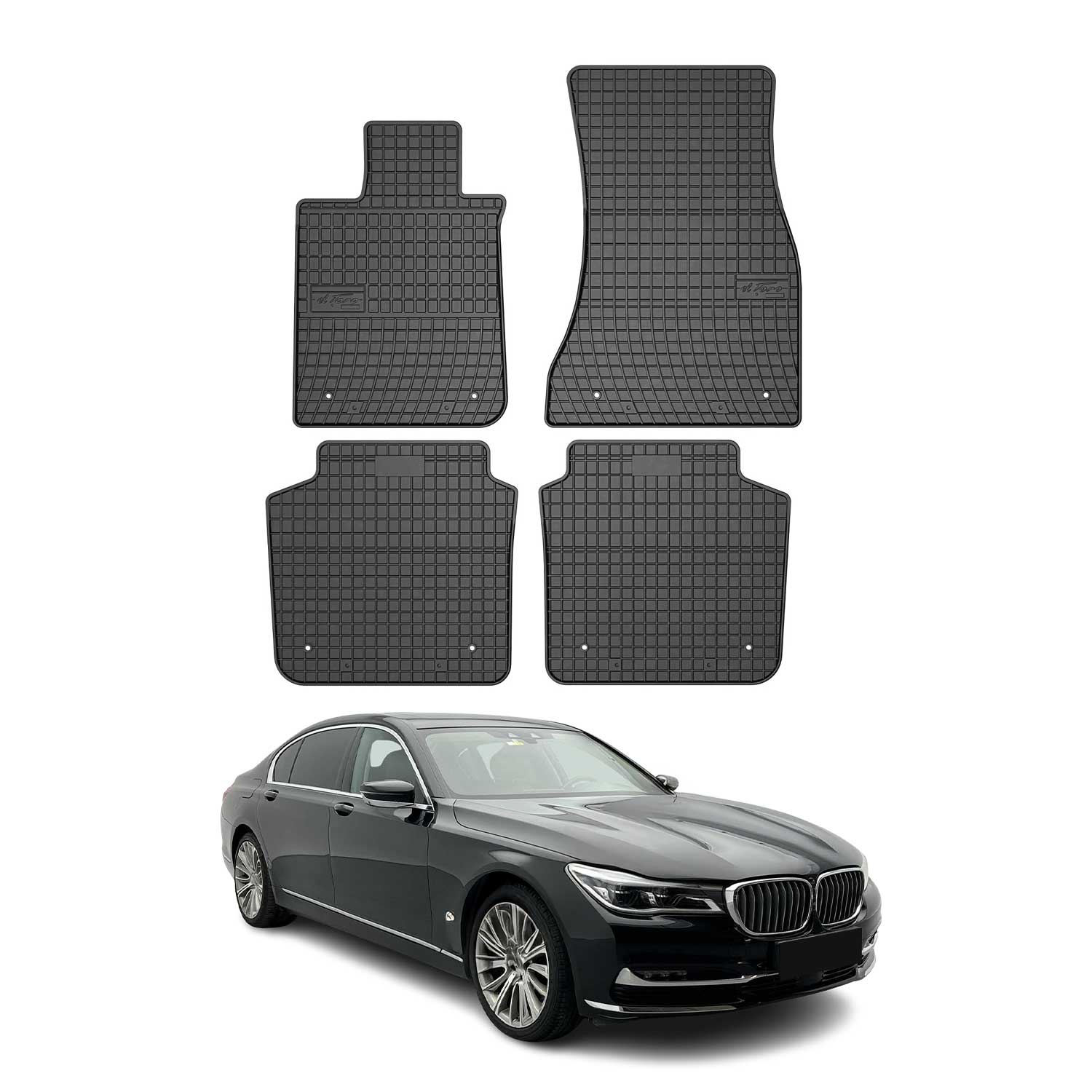 OMAC Alfombrillas De Coche para BMW Serie 7 G12 Long 2015-2022 Negro Goma 4Pza
