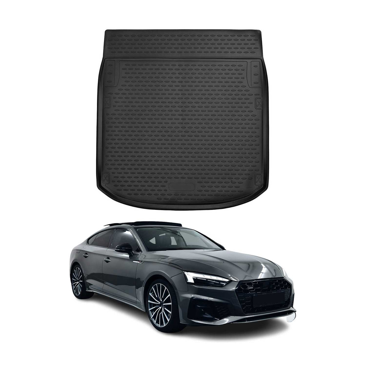 OMAC Bandeja Maletero Alfombrilla para Audi A5 F5 Sportback 2016-2024 Negro TPE